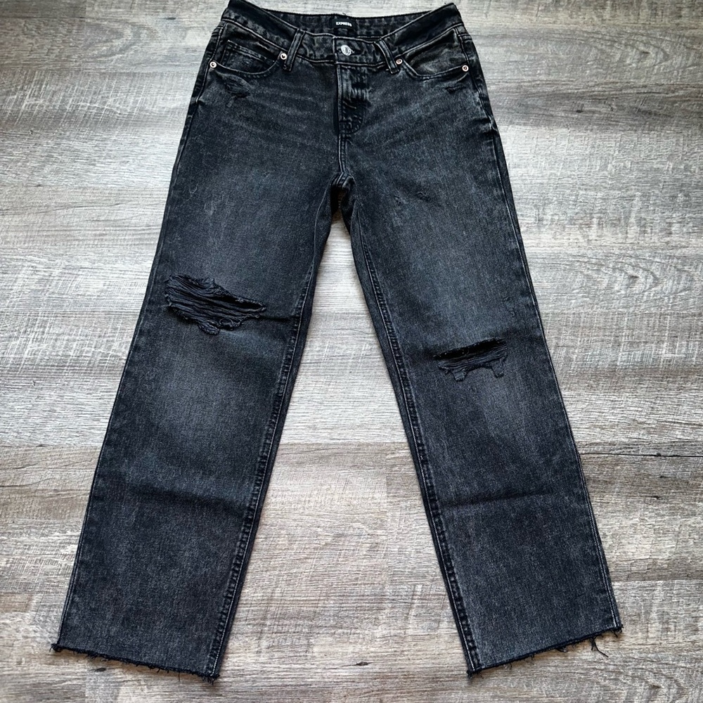 Express NWOT modern straight low rise black jeans women’s size 2 short - Picture 3 of 16